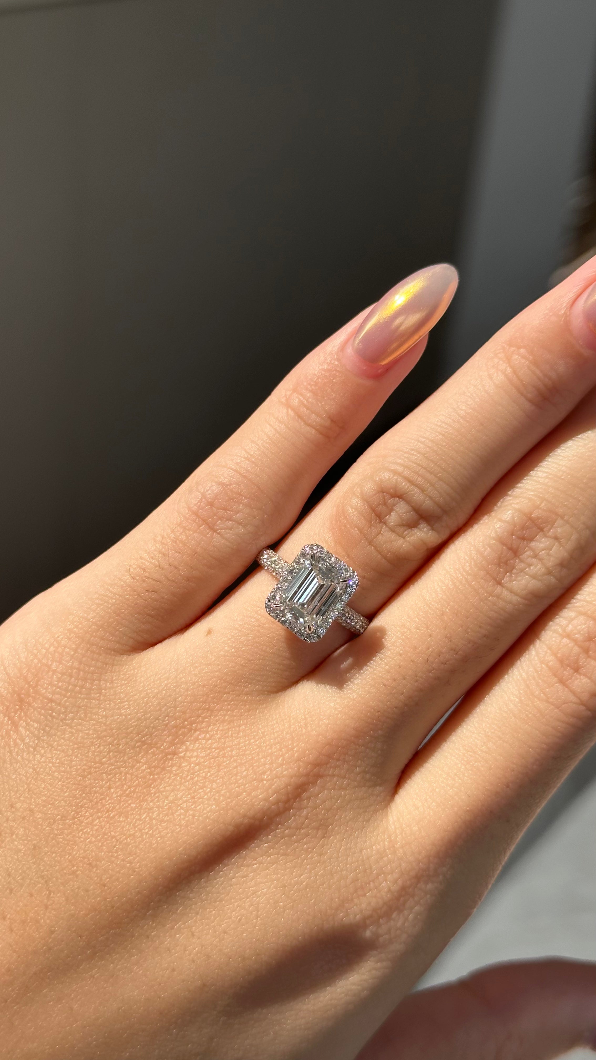 Marquise Shaped Three Stone Lab Grown Diamond Engagement Ring